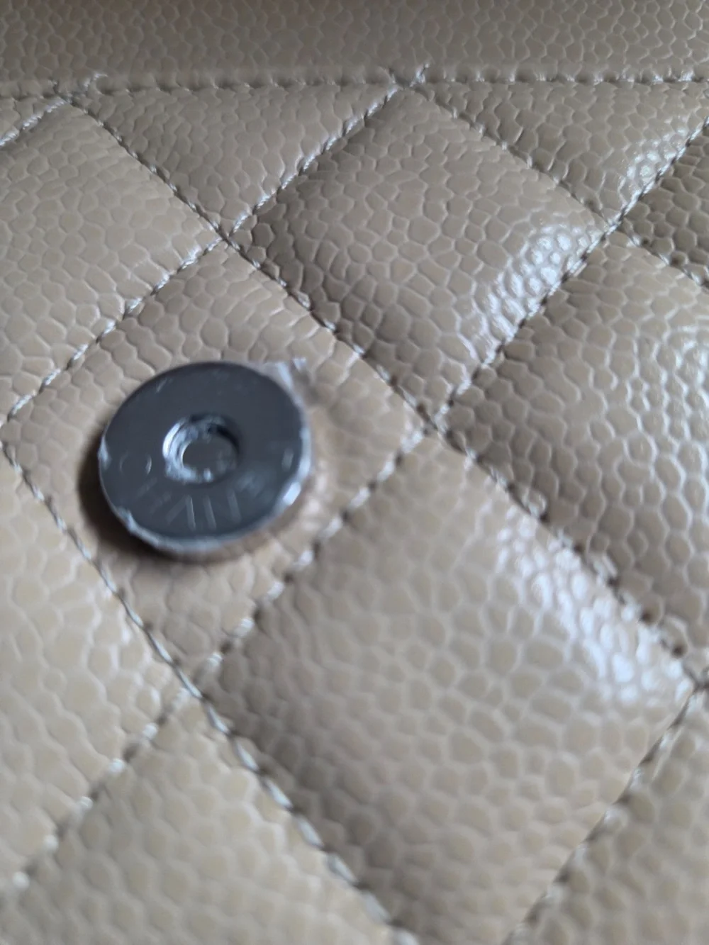 CHANEL Classic Wallet on Chain WOC Beige Caviar Silver Hardware